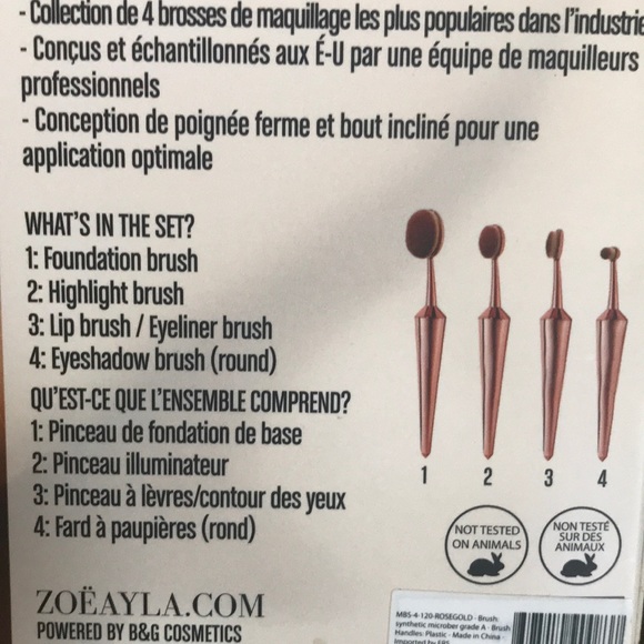 Brand new Set of 4 Zoe Ayla premium oval brush set - Picture 4 of 5